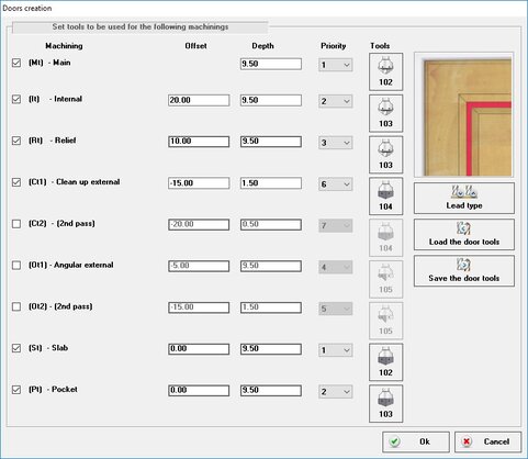 DOORS: machining parameters